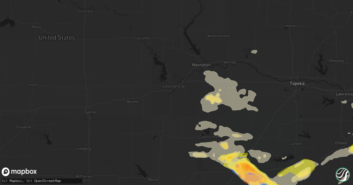 Hail map in Junction City, KS on August 5, 2026