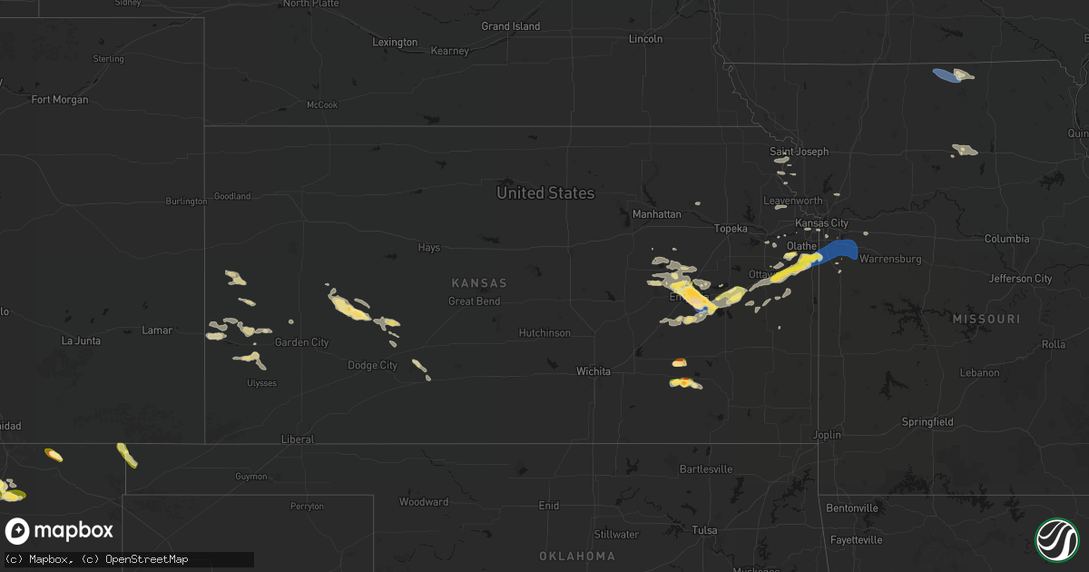 Hail map in Kansas on August 5, 2026