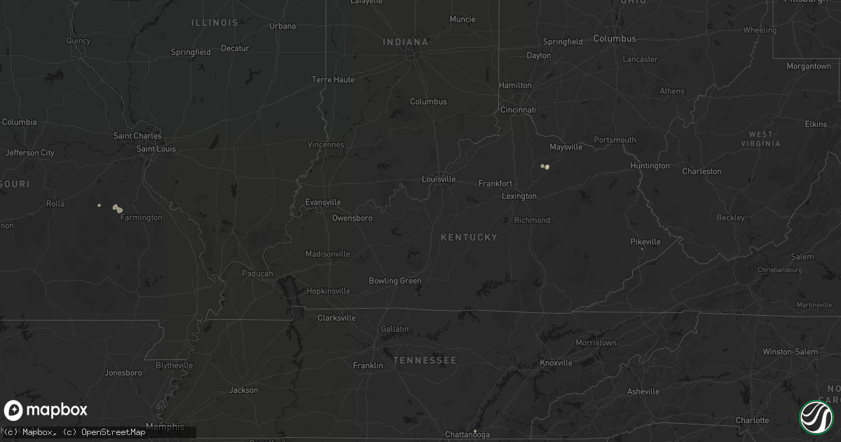 Hail map in Kentucky on August 5, 2026
