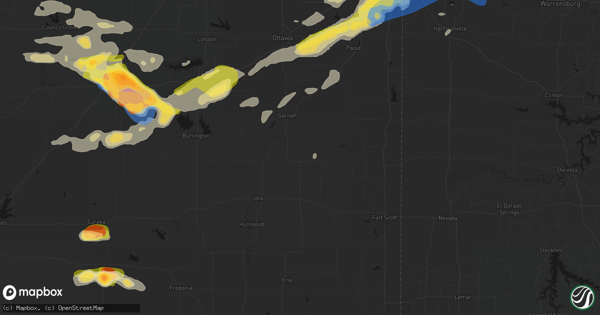 Hail map in Kincaid, KS on August 5, 2026