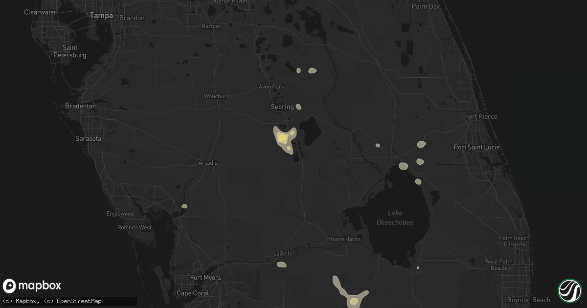 Hail map in Lake Placid, FL on August 5, 2026