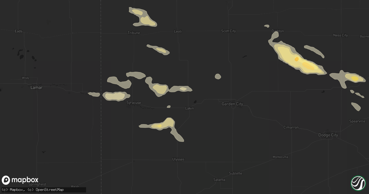 Hail map in Lakin, KS on August 5, 2026
