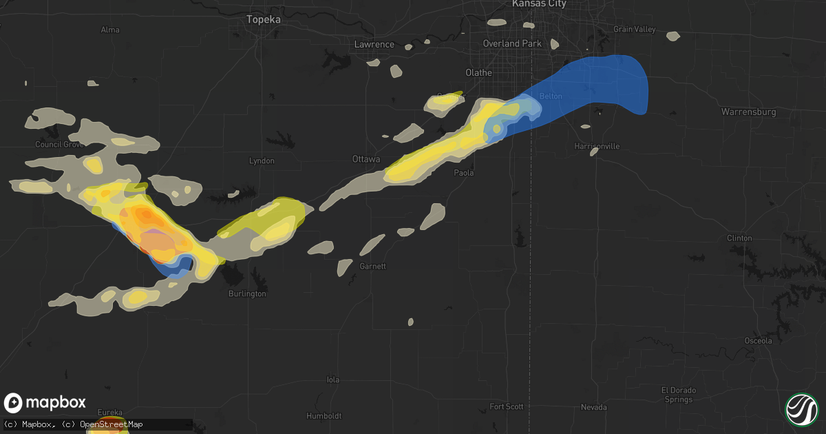 Hail map in Lane, KS on August 5, 2026