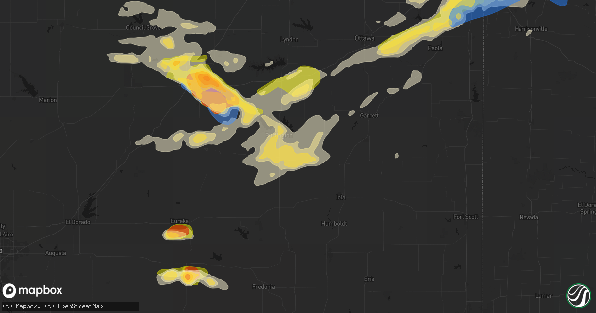 Hail map in Le Roy, KS on August 5, 2026