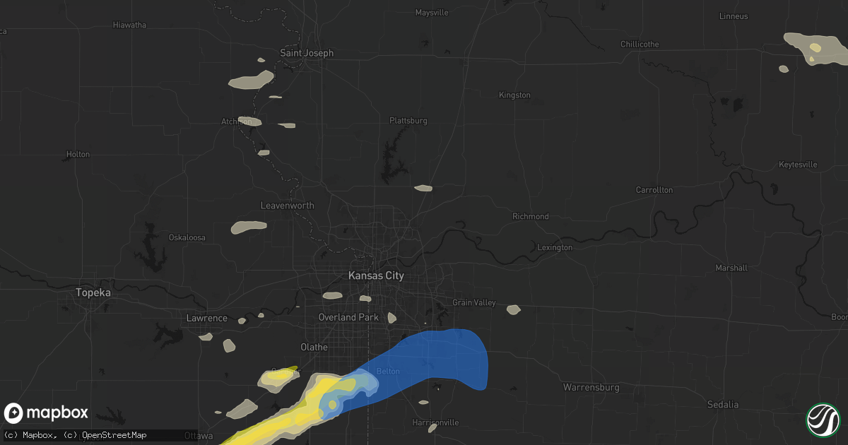 Hail map in Liberty, MO on August 5, 2026