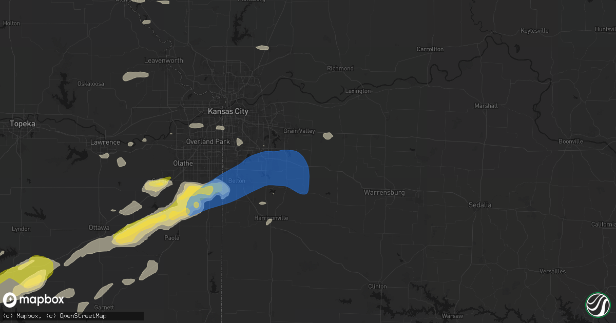 Hail map in Lone Jack, MO on August 5, 2026