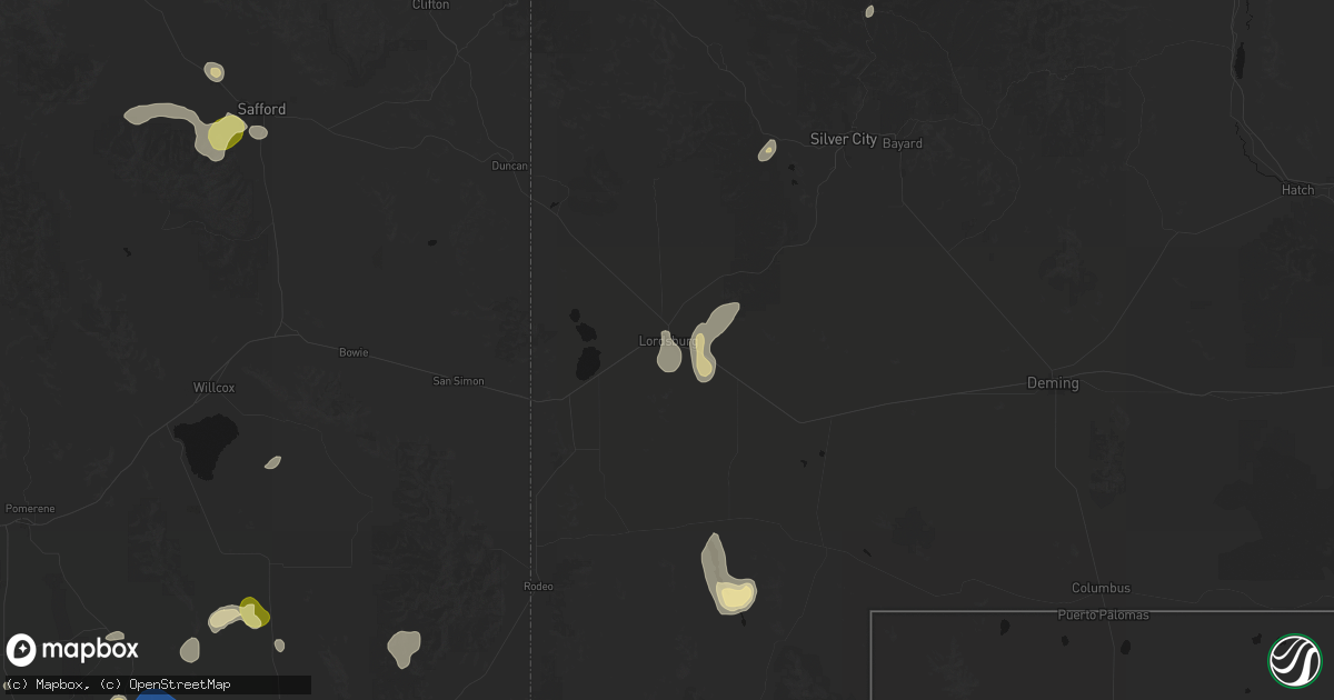 Hail map in Lordsburg, NM on August 5, 2026