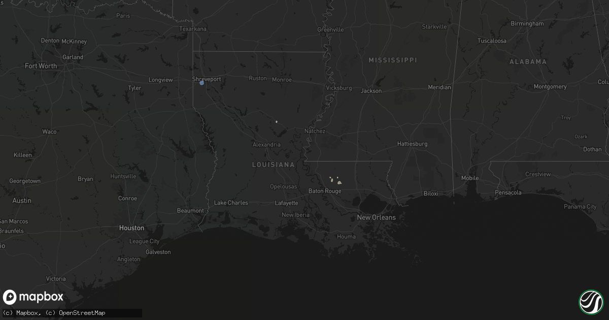 Hail map in Louisiana on August 5, 2026