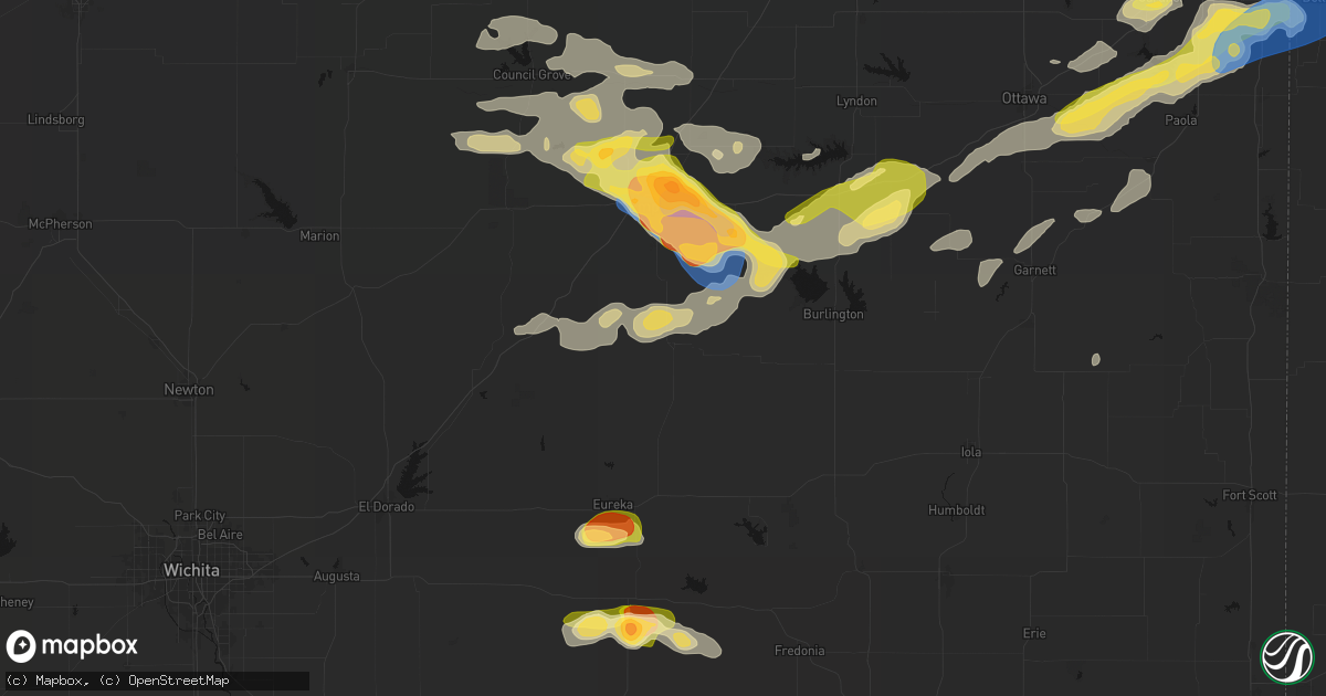 Hail map in Madison, KS on August 5, 2026