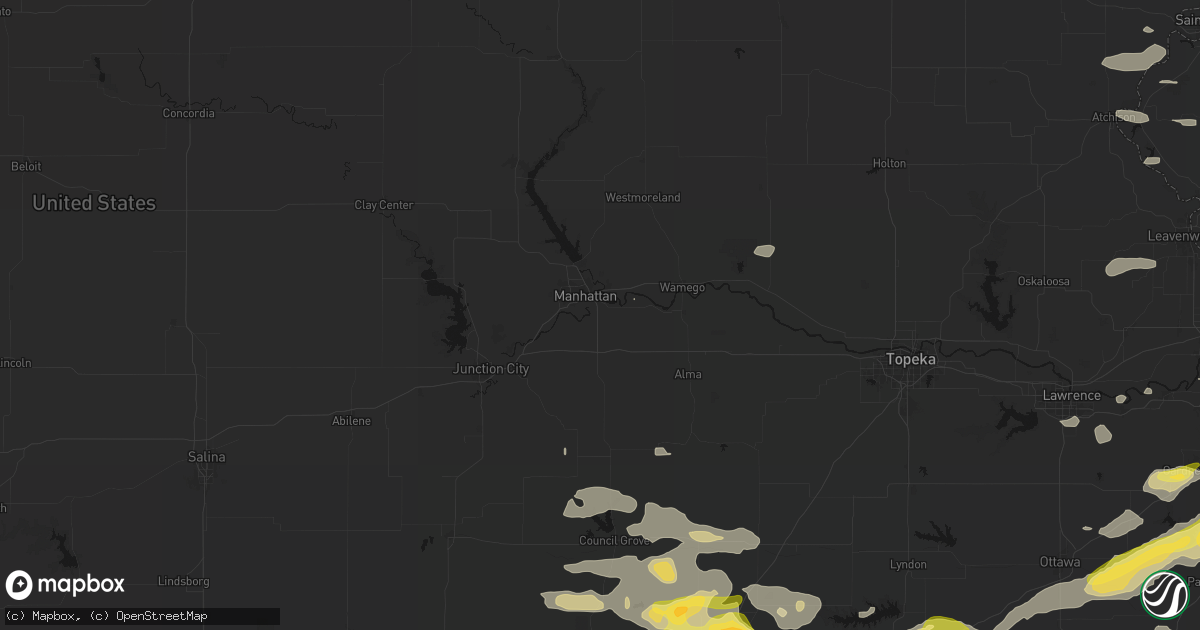 Hail map in Manhattan, KS on August 5, 2026