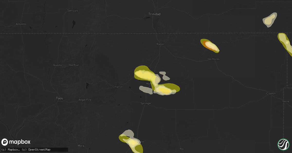 Hail map in Maxwell, NM on August 5, 2026