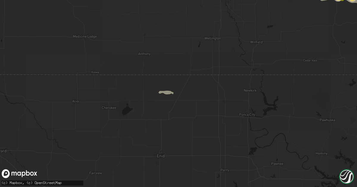 Hail map in Medford, OK on August 5, 2026
