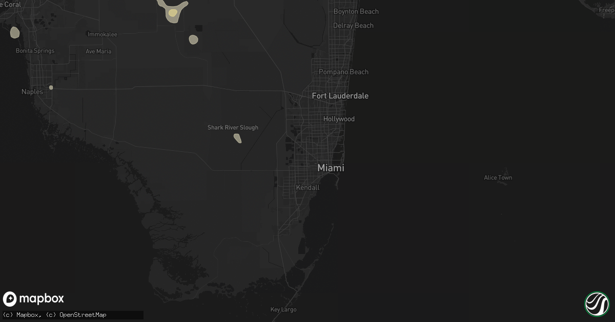 Hail map in Miami, FL on August 5, 2026