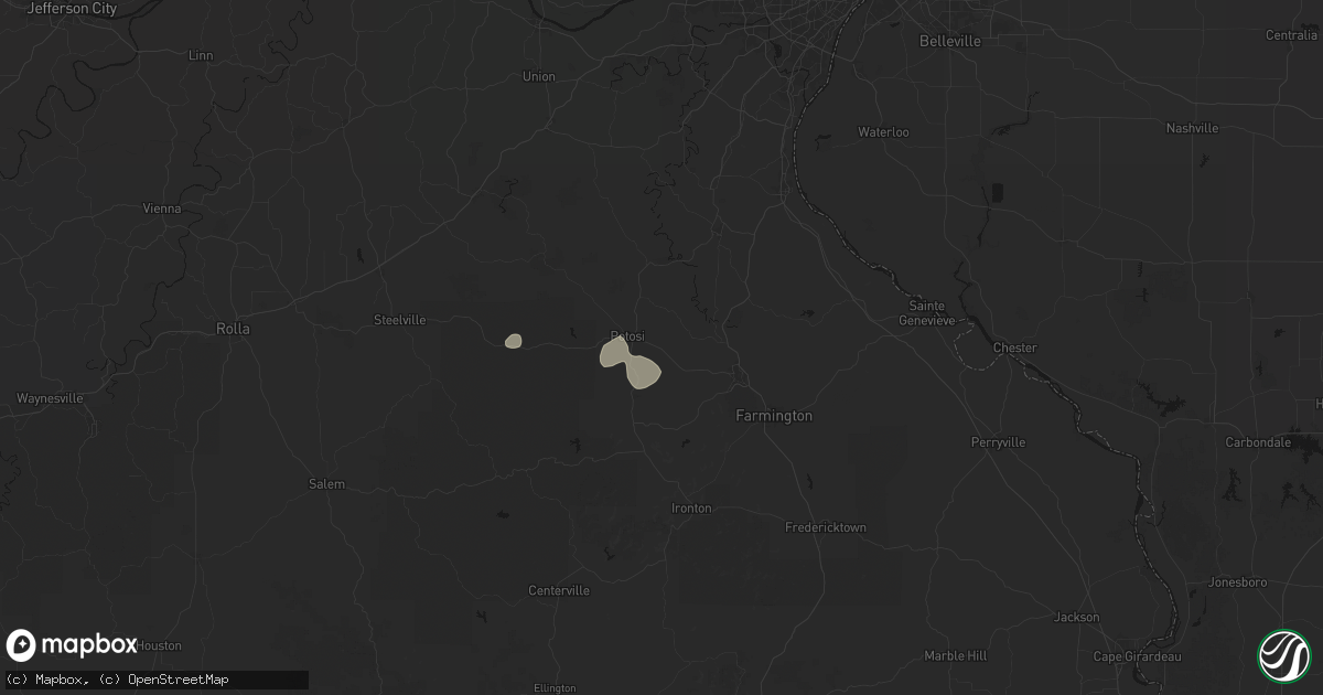 Hail map in Mineral Point, MO on August 5, 2026