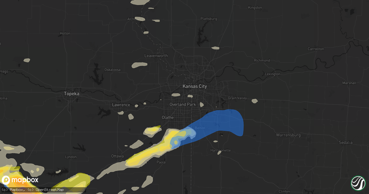 Hail map in Mission, KS on August 5, 2026