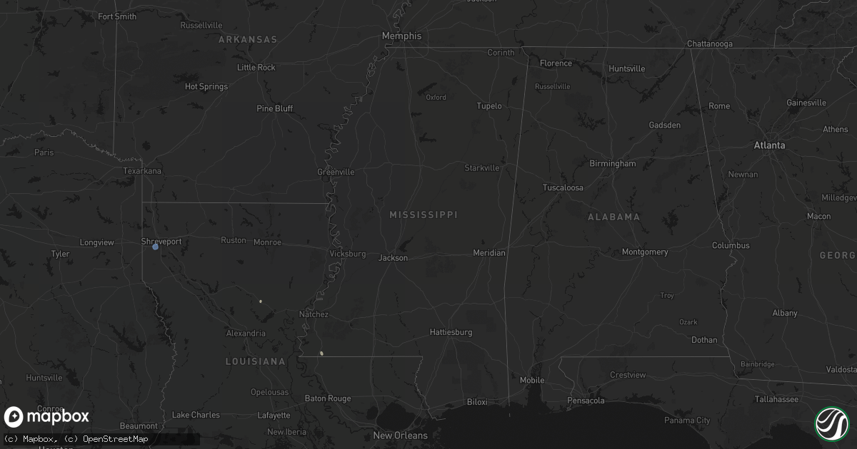 Hail map in Mississippi on August 5, 2026