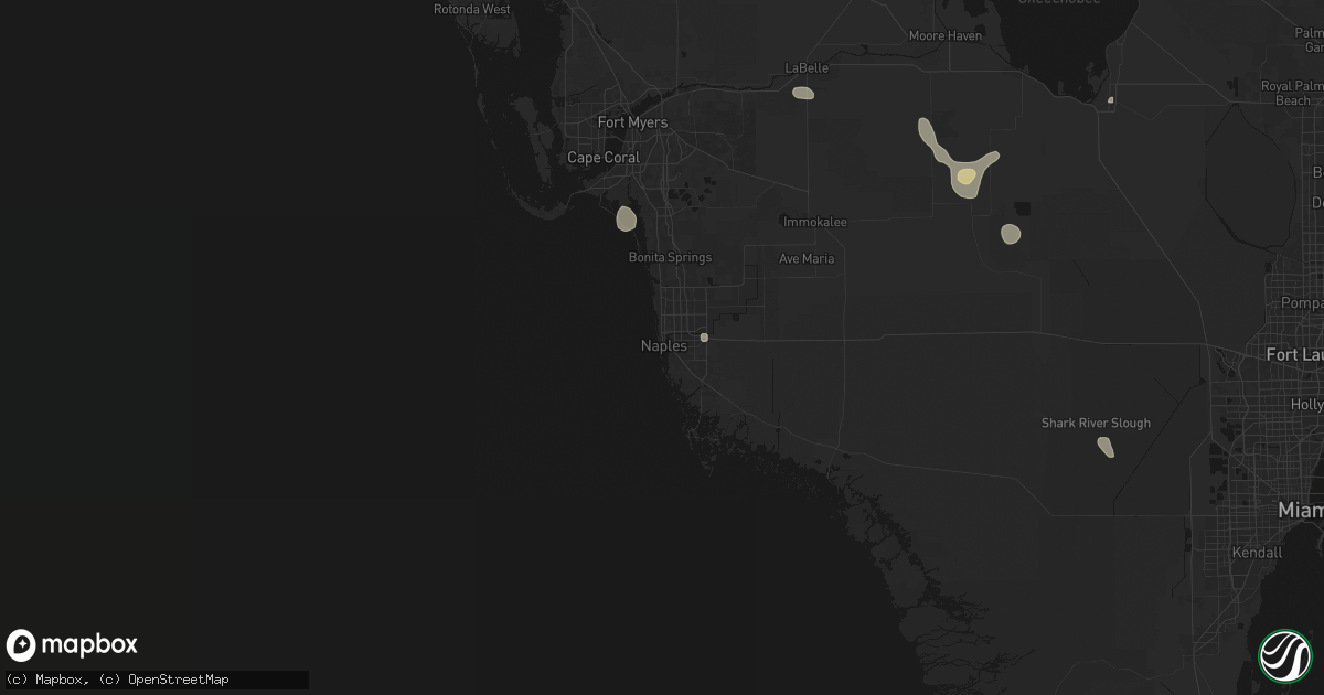 Hail map in Naples, FL on August 5, 2026