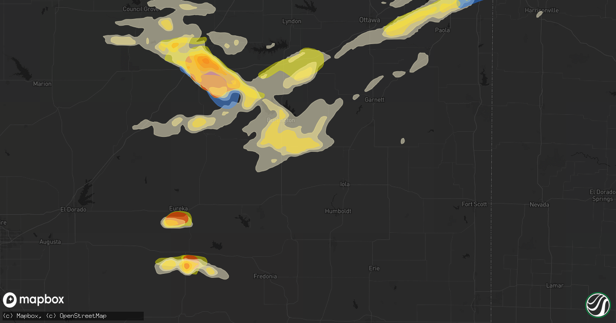 Hail map in Neosho Falls, KS on August 5, 2026