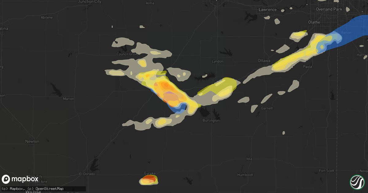 Hail map in Neosho Rapids, KS on August 5, 2026