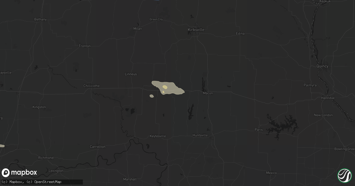 Hail map in New Cambria, MO on August 5, 2026