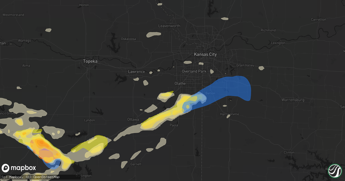 Hail map in New Century, KS on August 5, 2026