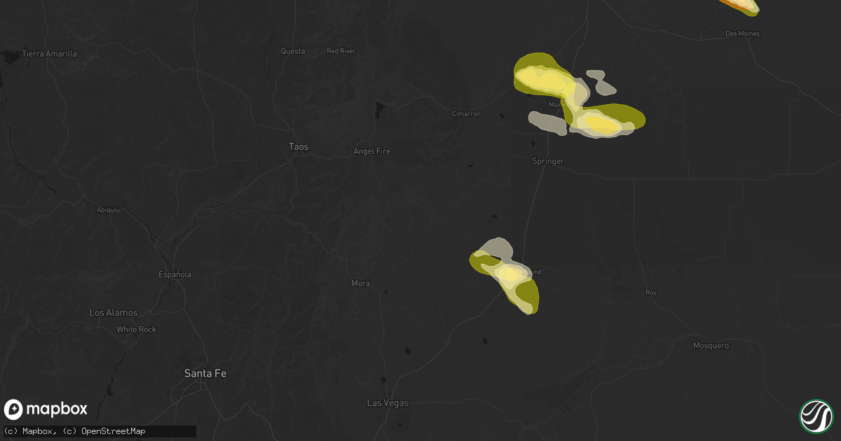 Hail map in Ocate, NM on August 5, 2026