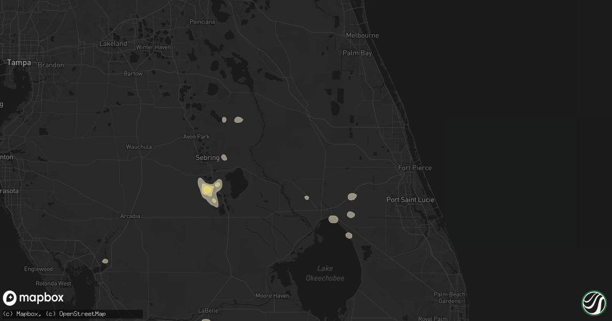 Hail map in Okeechobee, FL on August 5, 2026