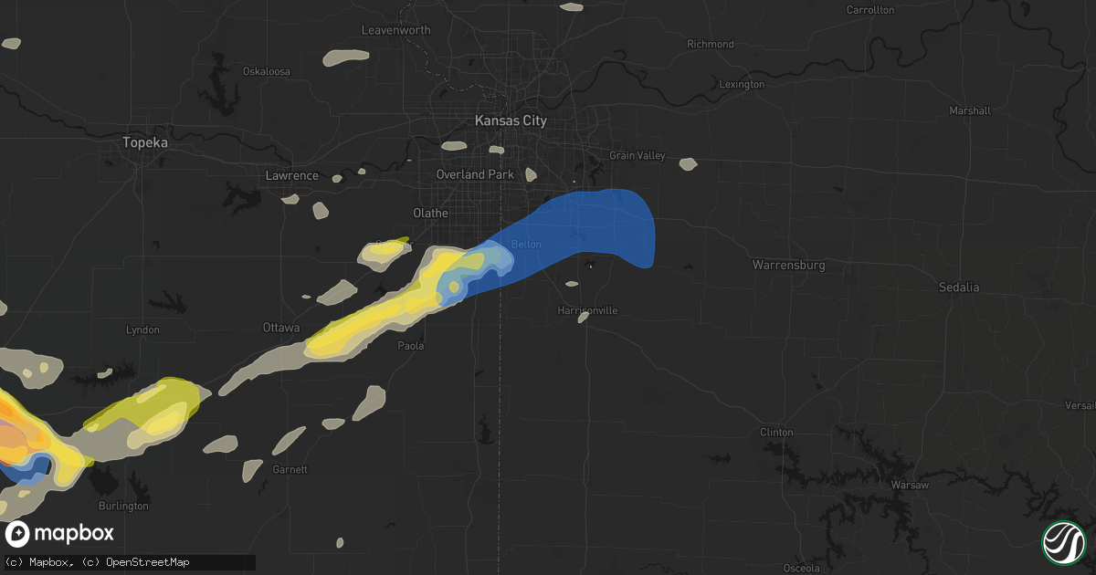 Hail map in Peculiar, MO on August 5, 2026