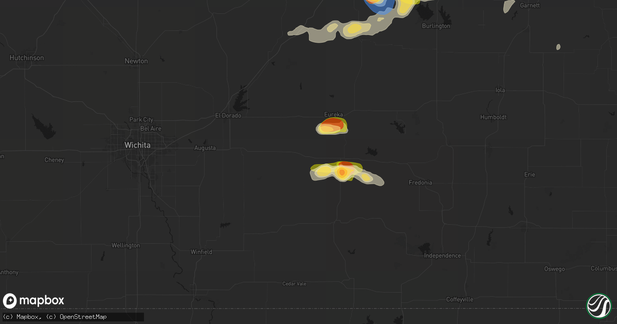 Hail map in Piedmont, KS on August 5, 2026