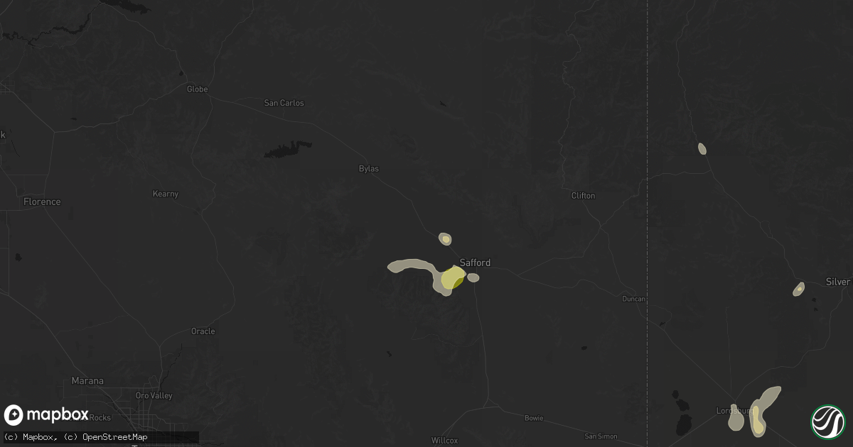 Hail map in Pima, AZ on August 5, 2026