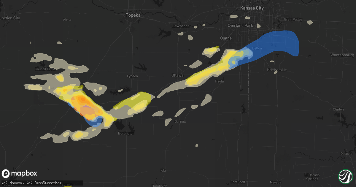 Hail map in Princeton, KS on August 5, 2026