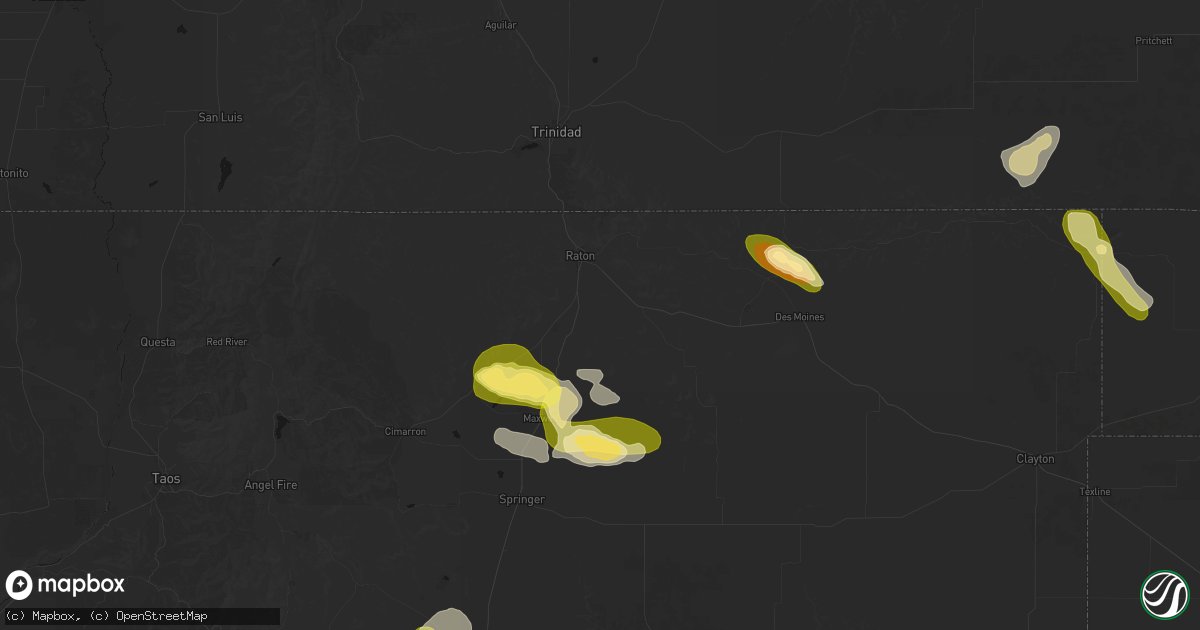 Hail map in Raton, NM on August 5, 2026