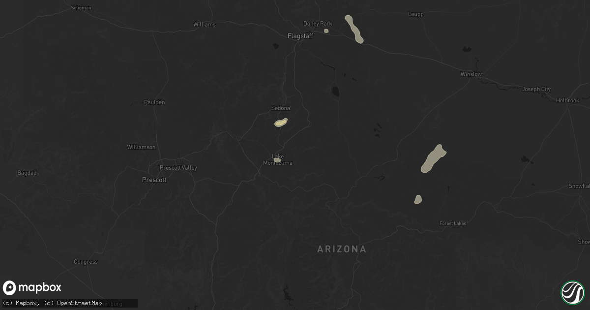 Hail map in Rimrock, AZ on August 5, 2026