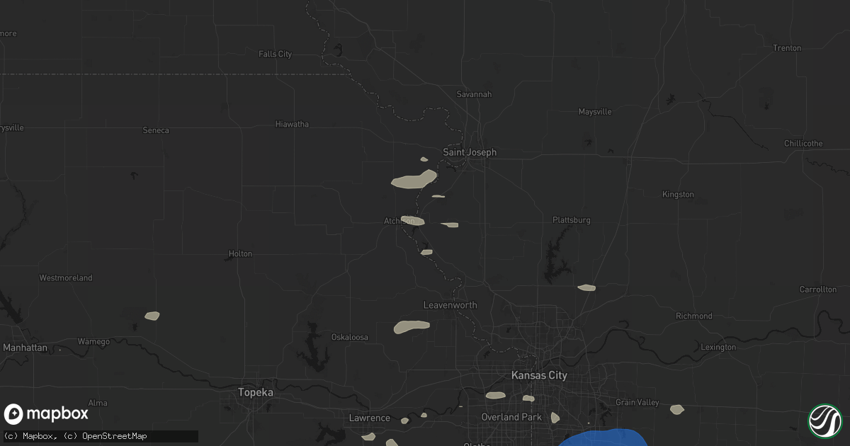 Hail map in Rushville, MO on August 5, 2026