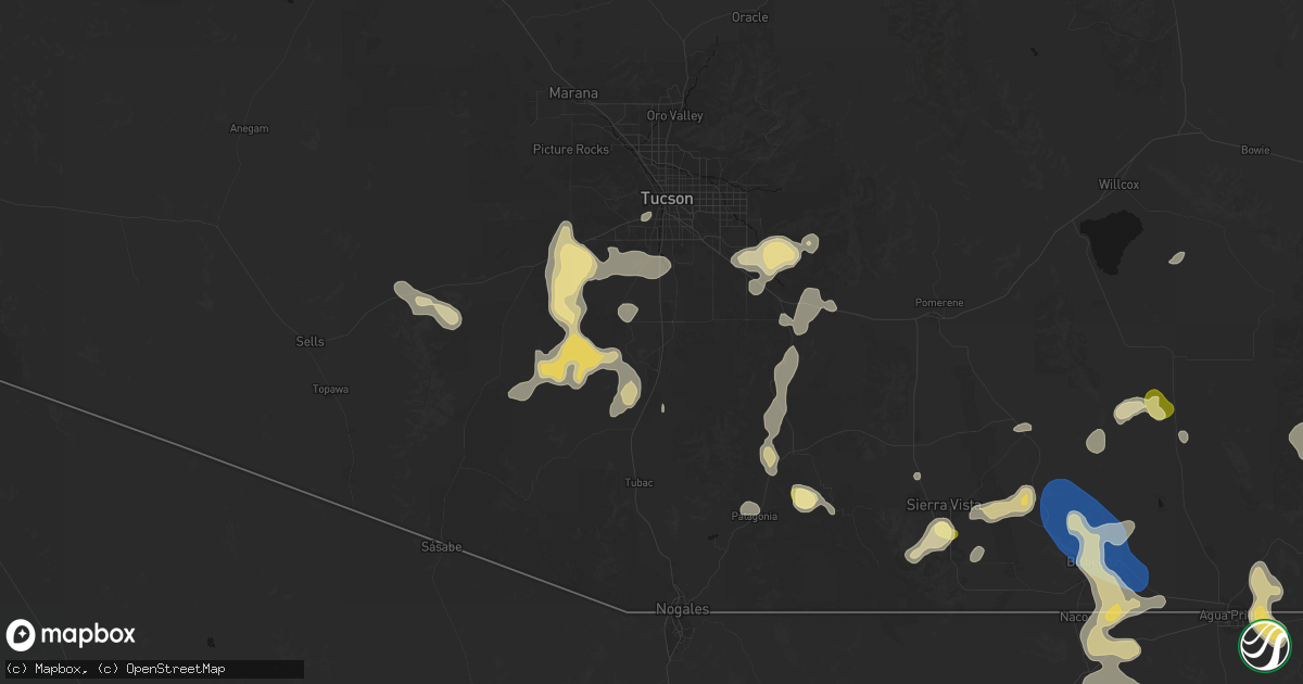 Hail map in Sahuarita, AZ on August 5, 2026