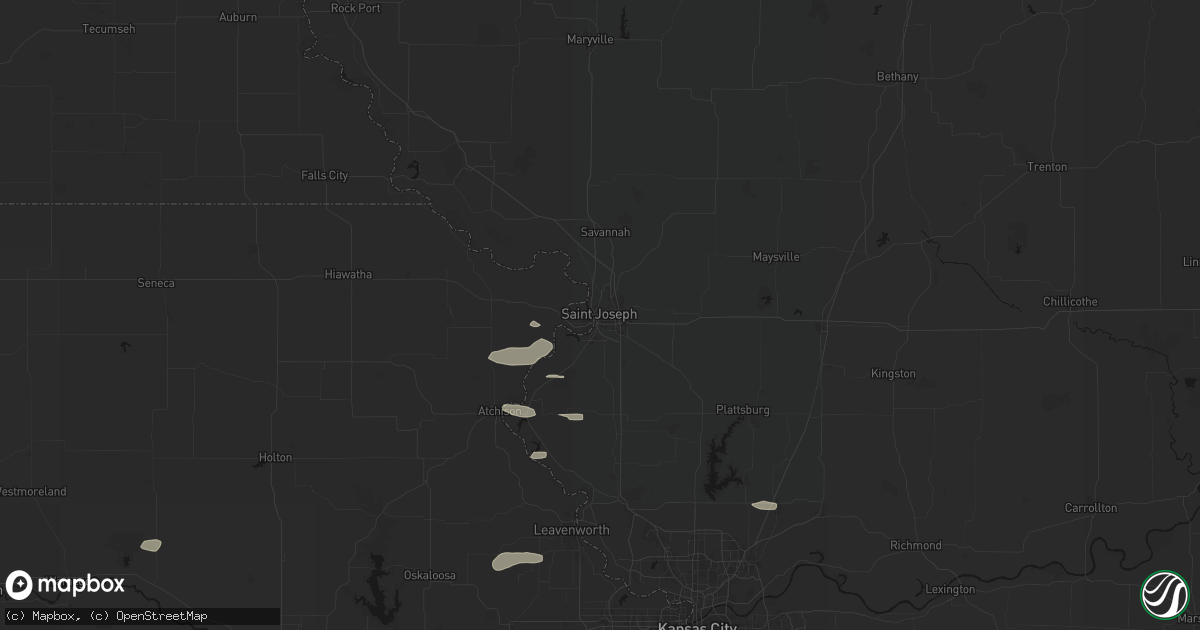 Hail map in Saint Joseph, MO on August 5, 2026