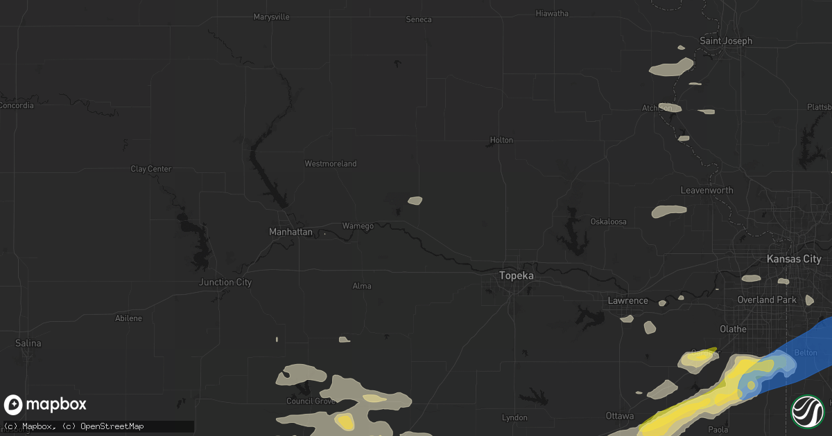 Hail map in Saint Marys, KS on August 5, 2026