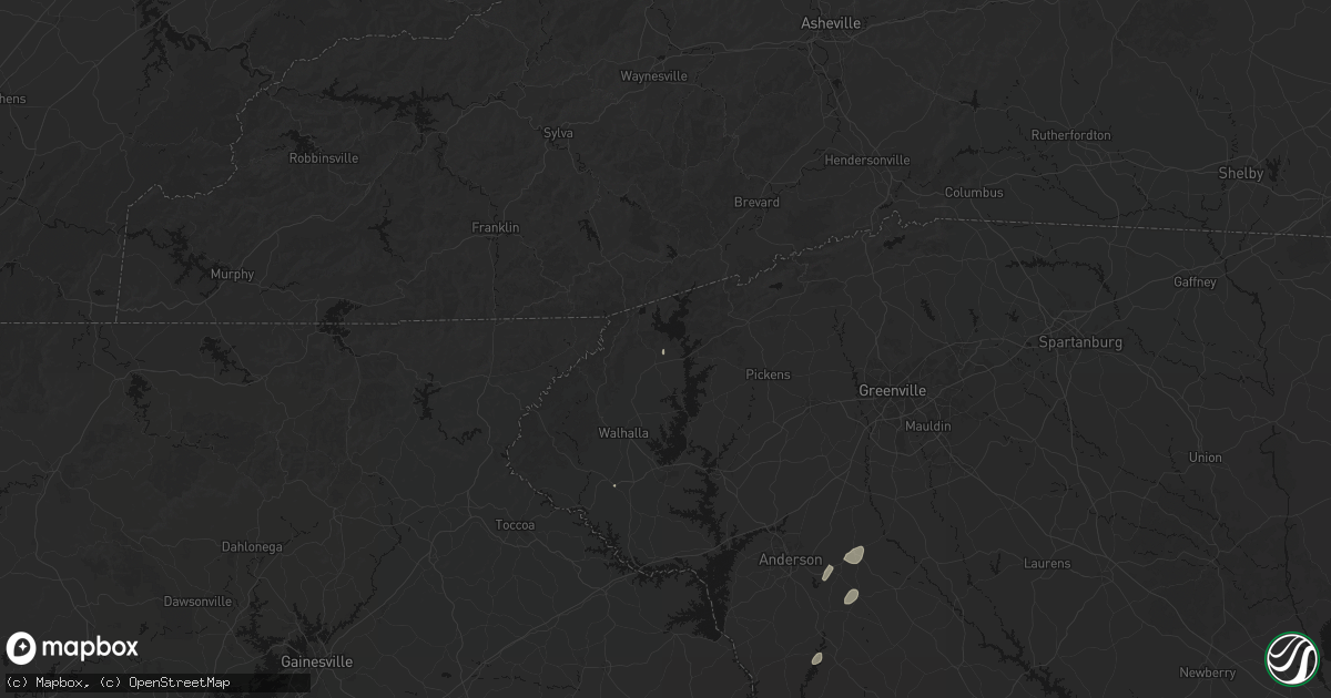 Hail map in Salem, SC on August 5, 2026