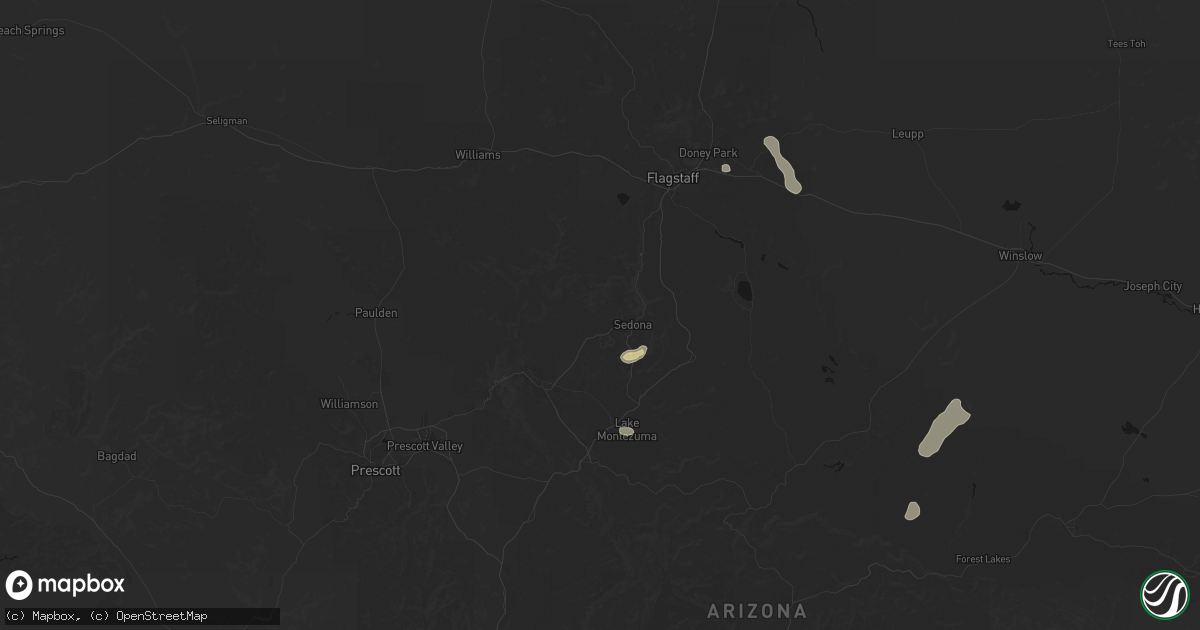 Hail map in Sedona, AZ on August 5, 2026
