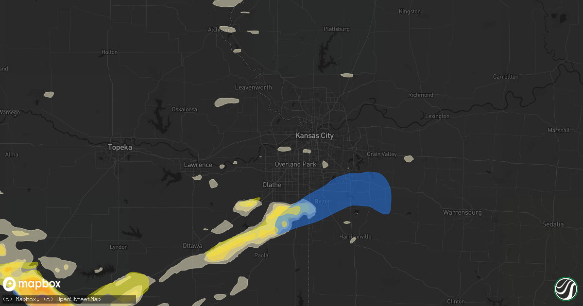Hail map in Shawnee, KS on August 5, 2026