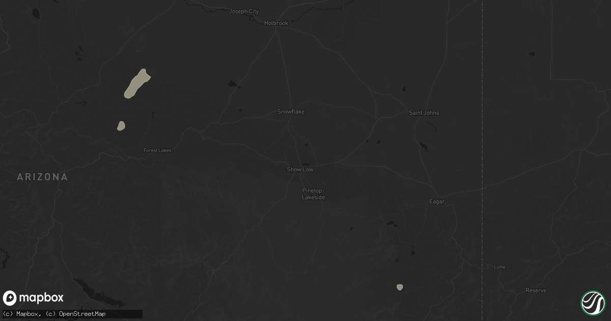 Hail map in Show Low, AZ on August 5, 2026