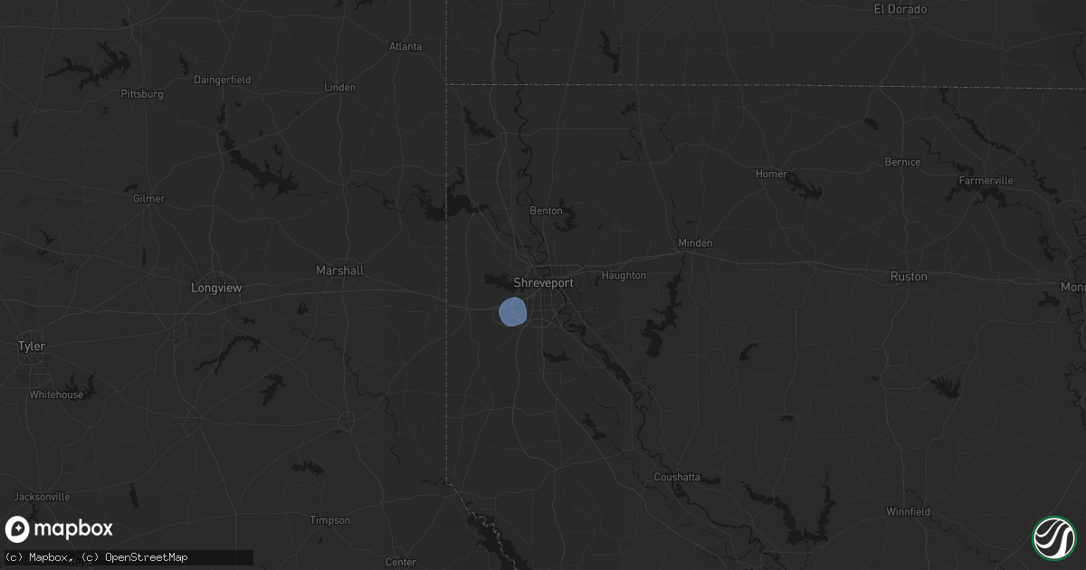 Hail map in Shreveport, LA on August 5, 2026