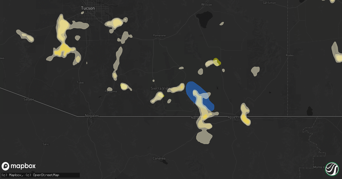 Hail map in Sierra Vista, AZ on August 5, 2026
