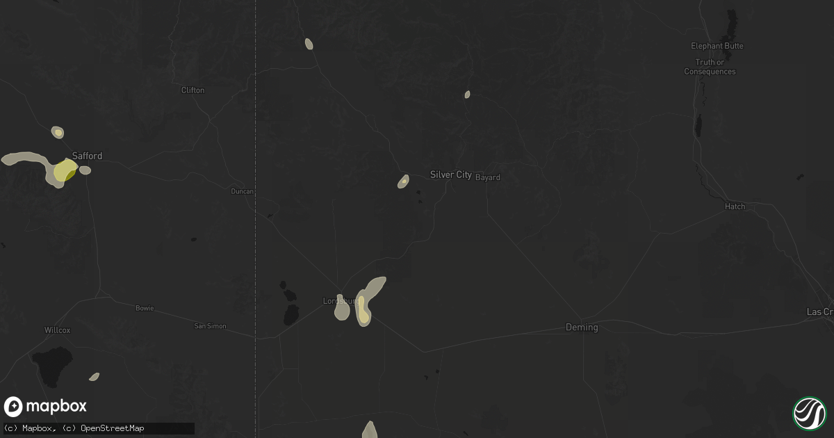 Hail map in Silver City, NM on August 5, 2026