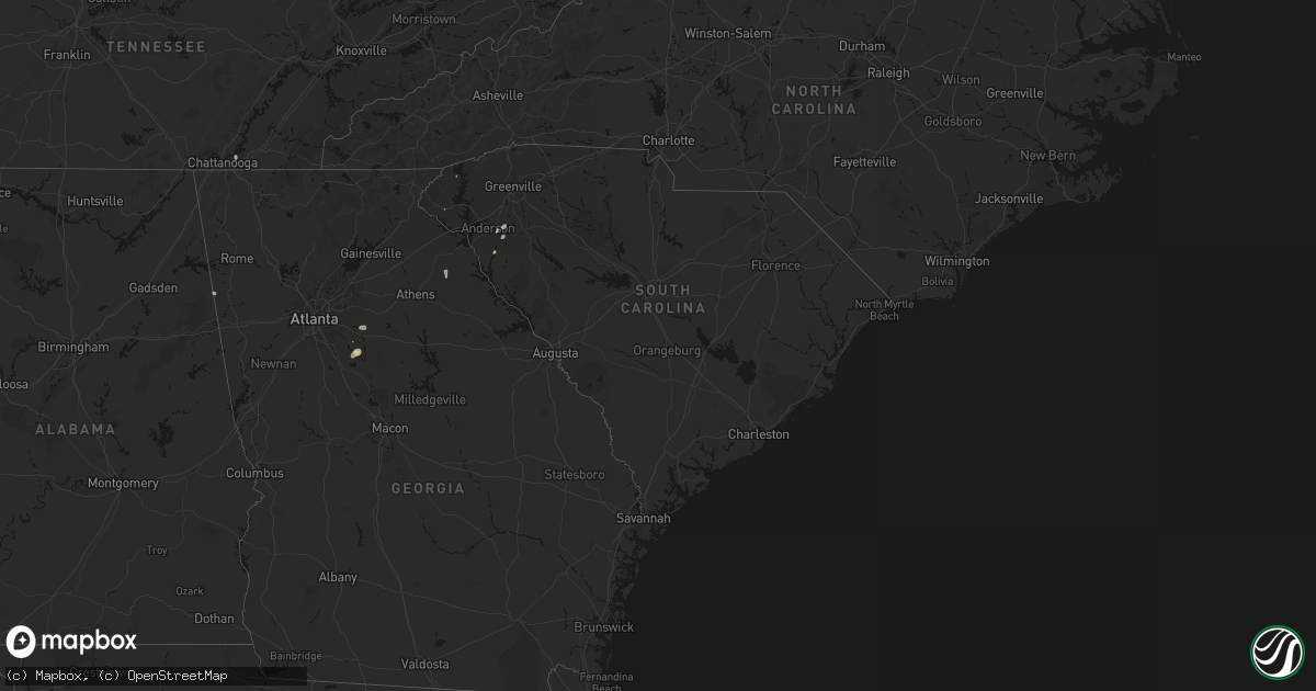 Hail map in South Carolina on August 5, 2026