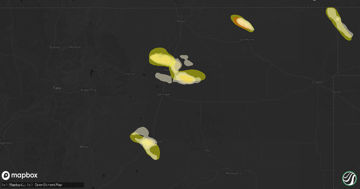 Hail map in Springer, NM on August 5, 2026