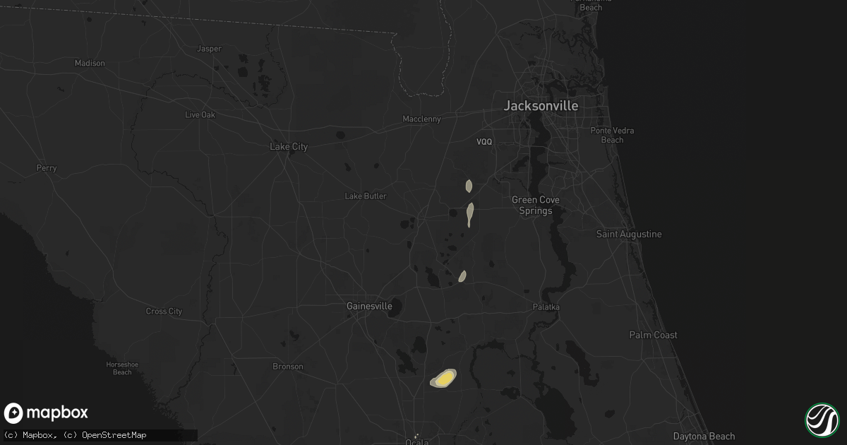 Hail map in Starke, FL on August 5, 2026