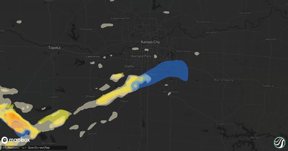 Hail map in Stilwell, KS on August 5, 2026