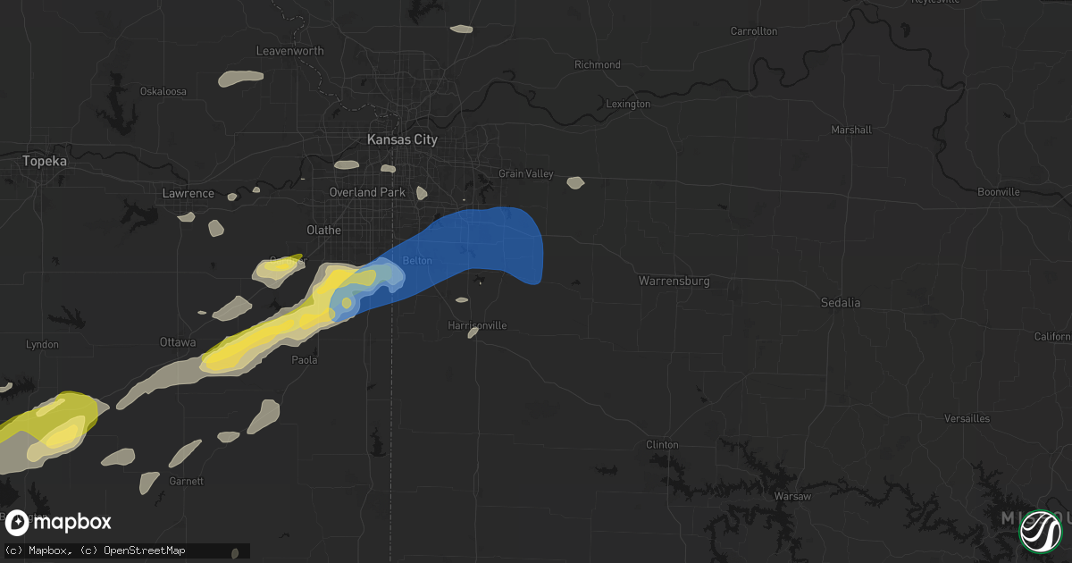 Hail map in Strasburg, MO on August 5, 2026