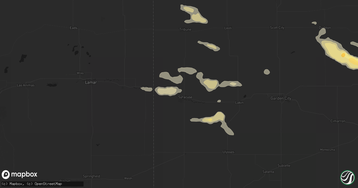 Hail map in Syracuse, KS on August 5, 2026